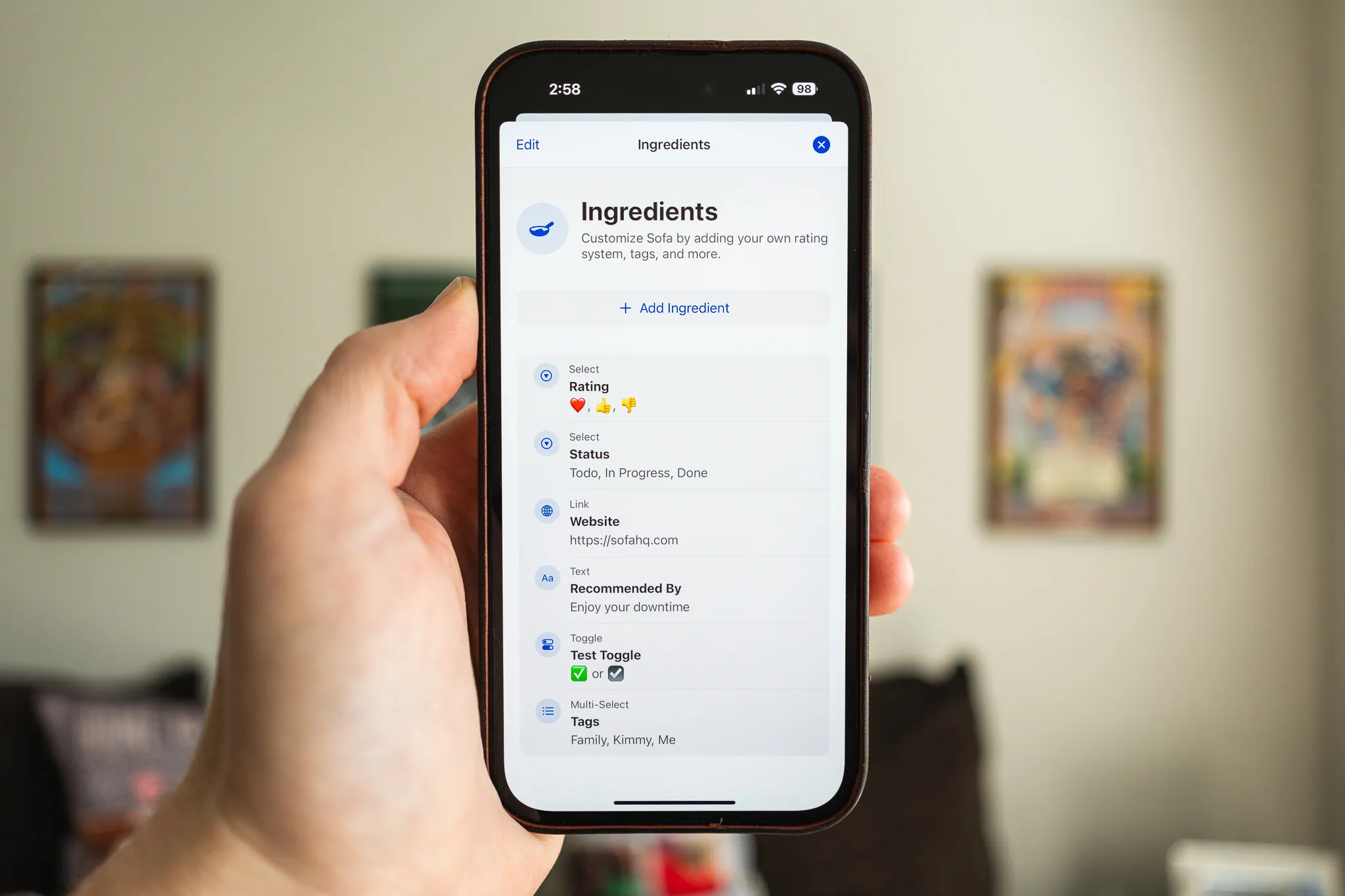 Rating system Ingredient