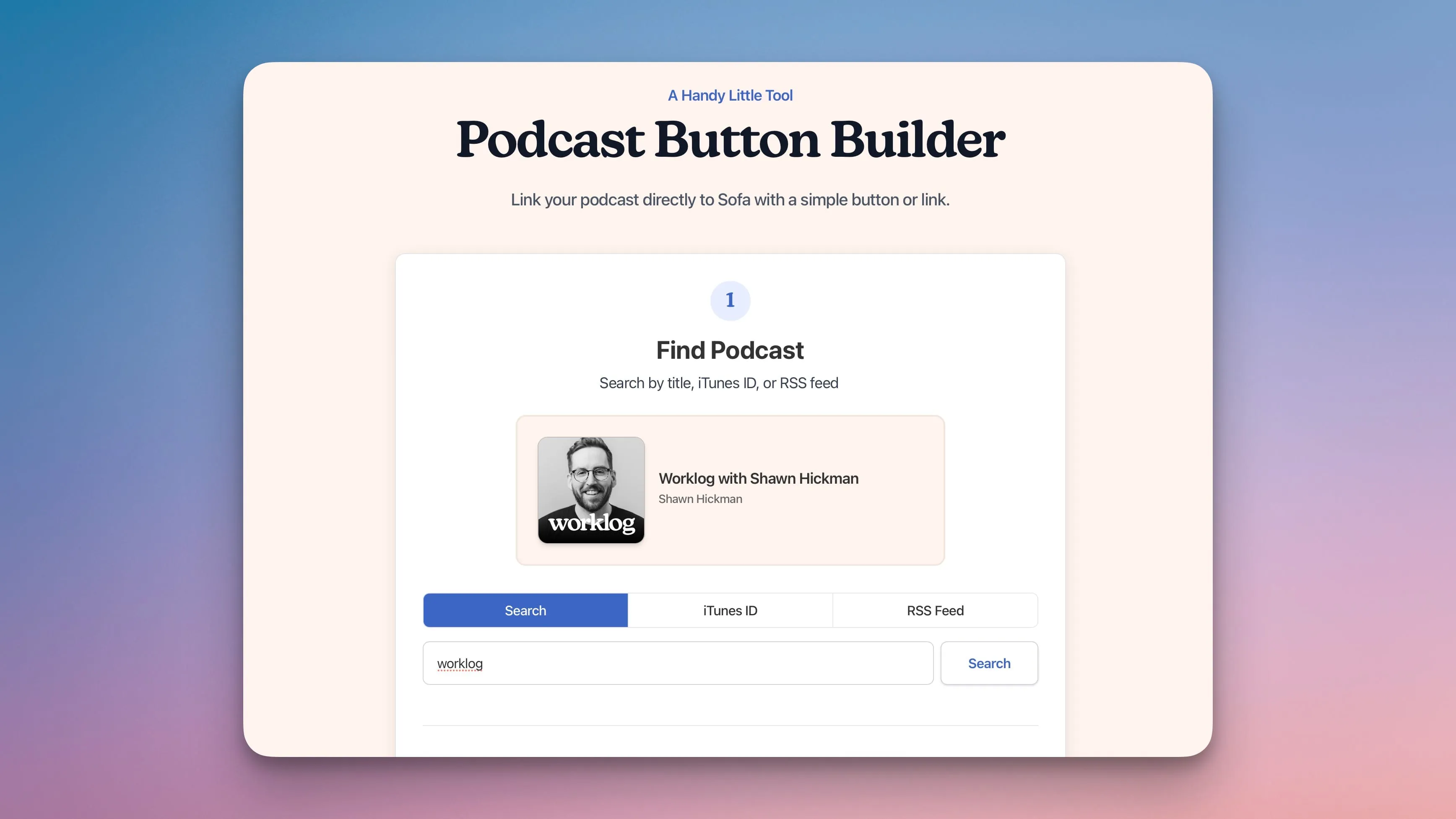 Sofa Podcast Button Builder