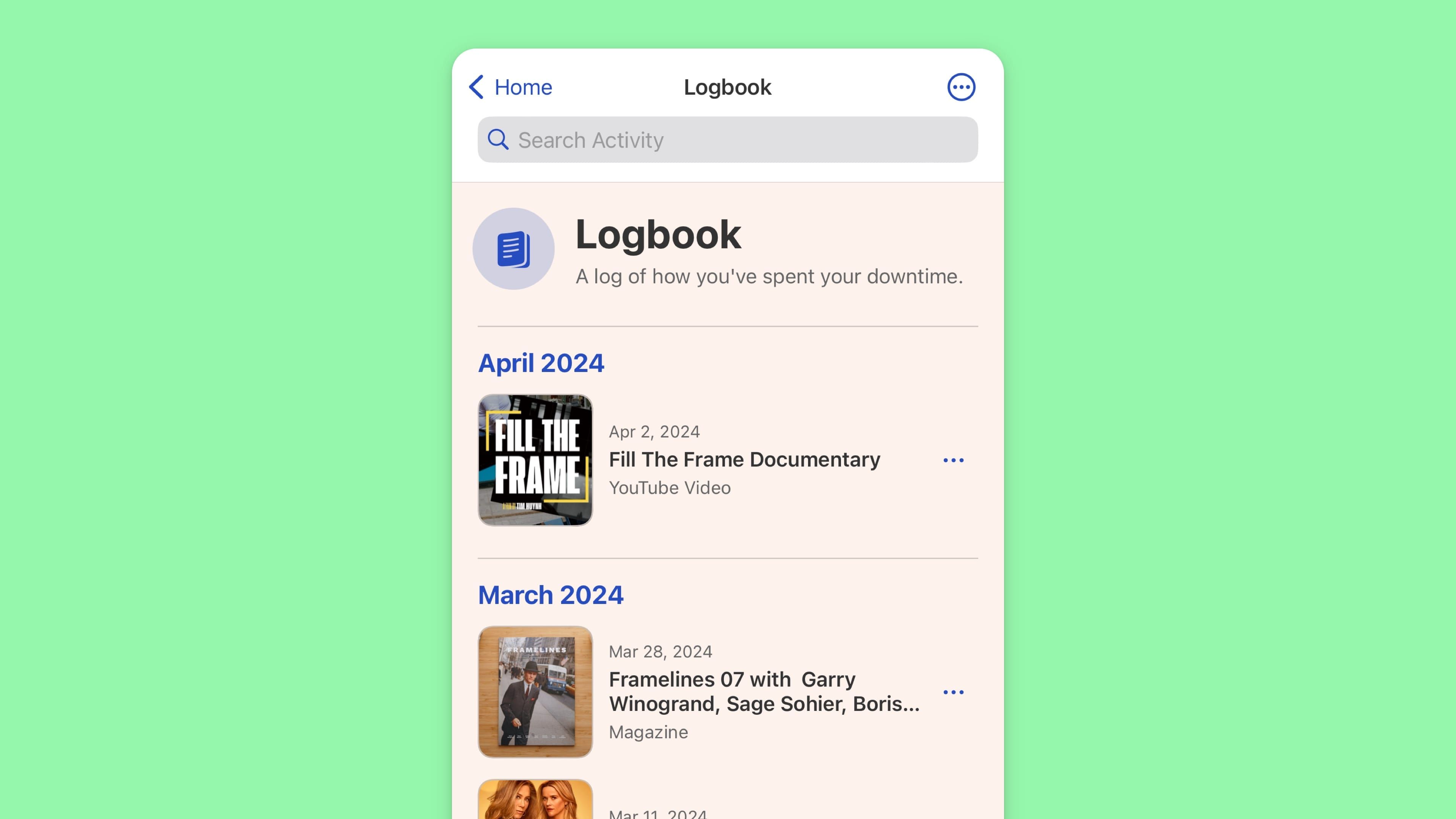 Keep a Log of your Activity