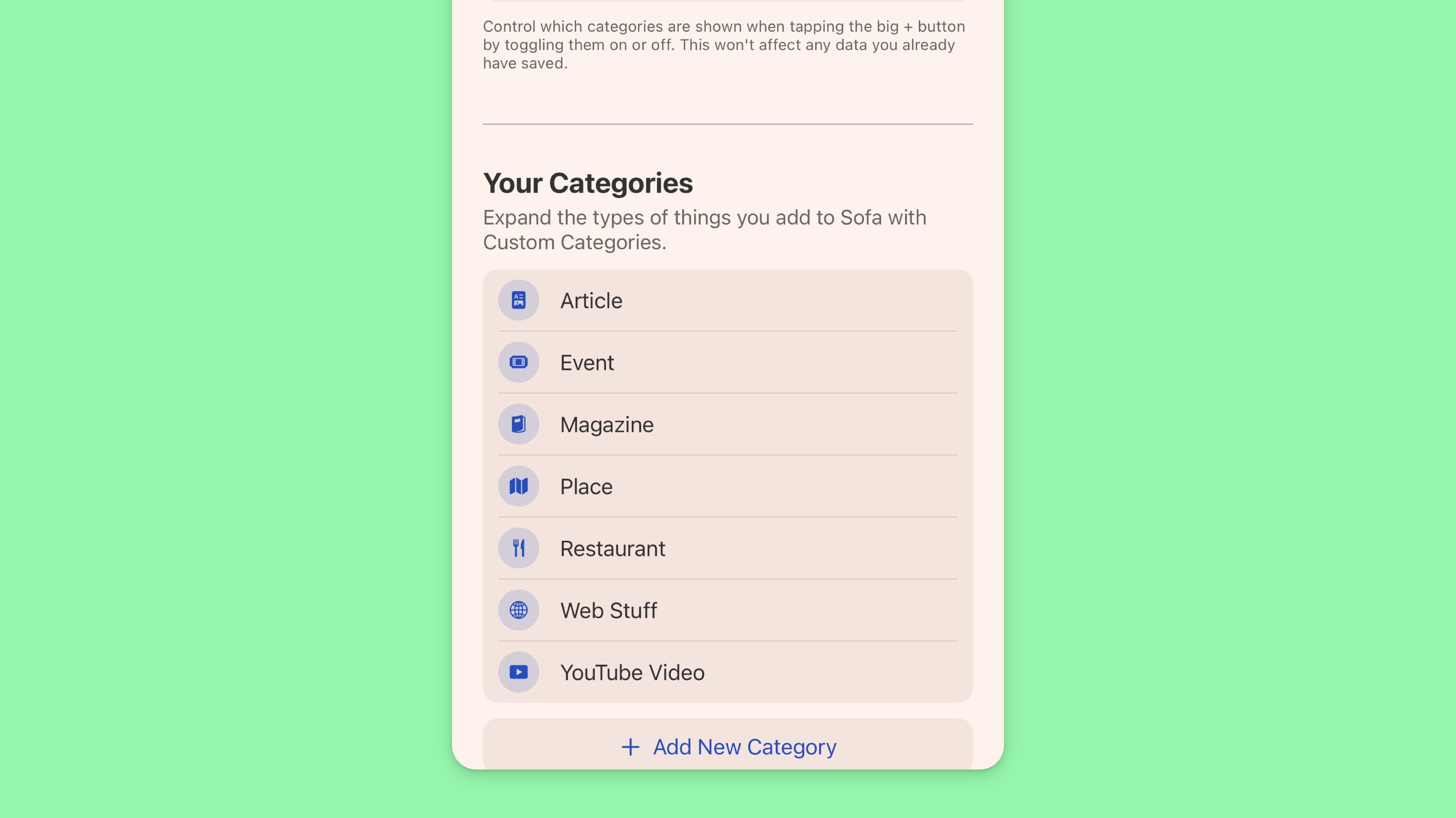 Custom Categories