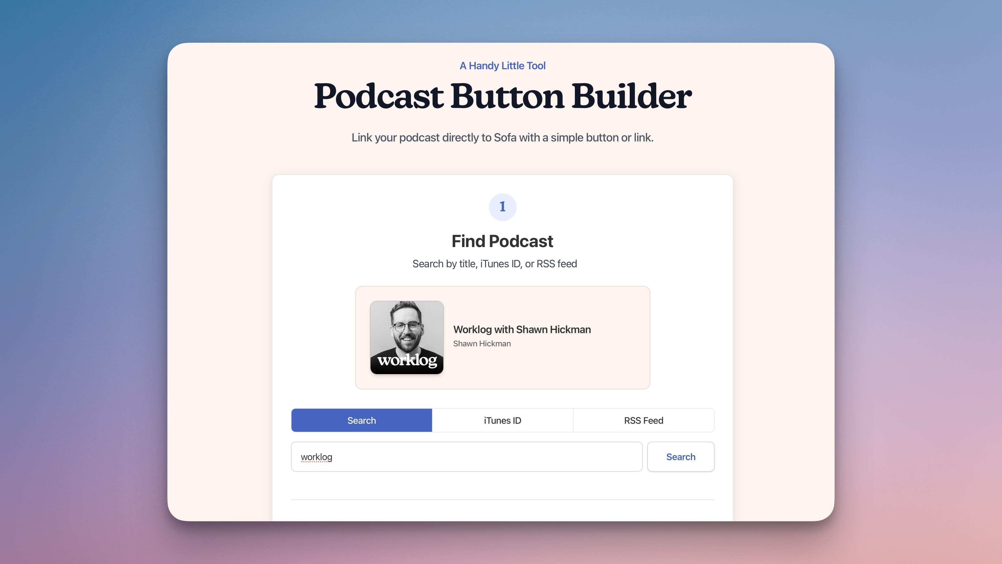 Sofa Podcast Button Builder