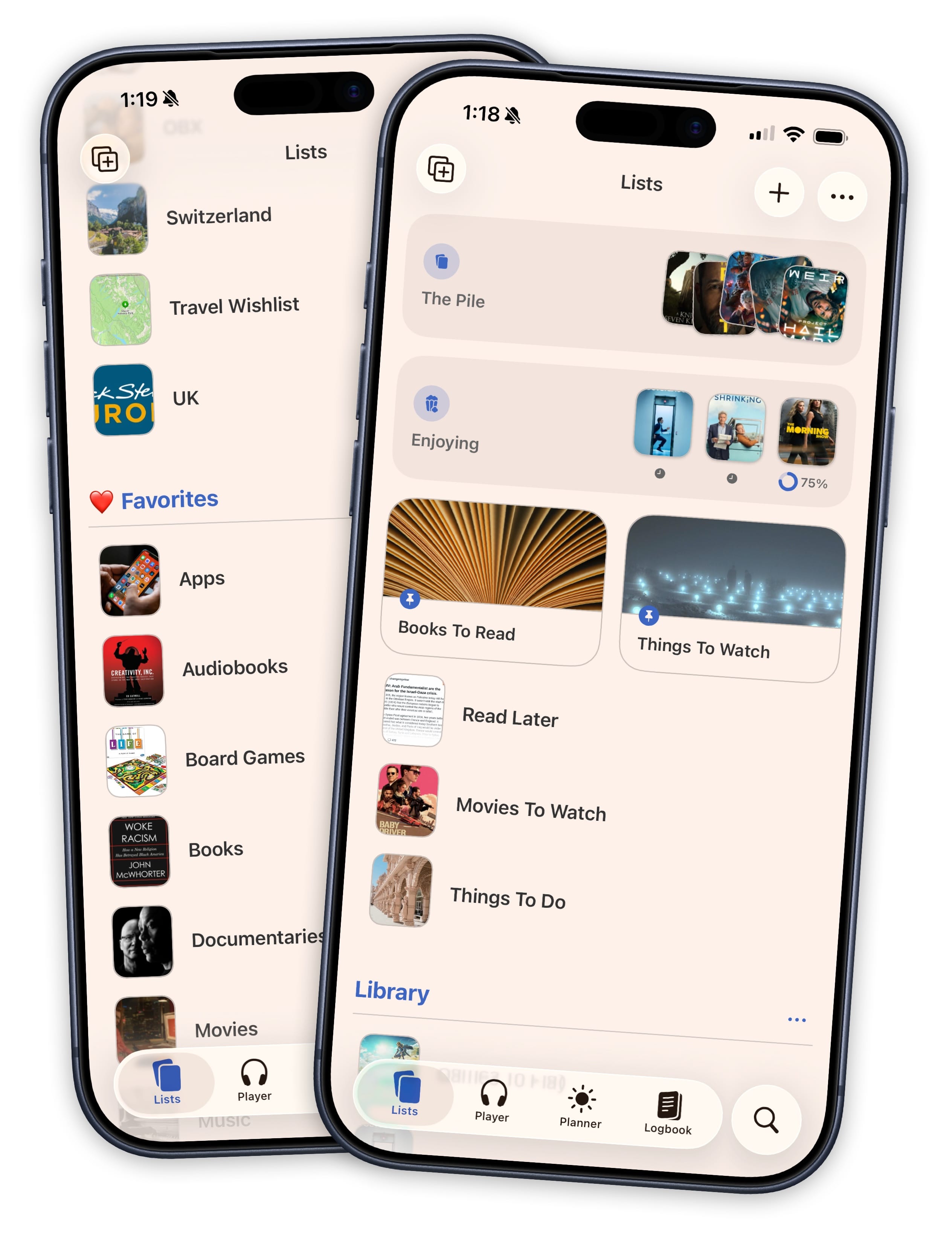 Lists and groups organization feature